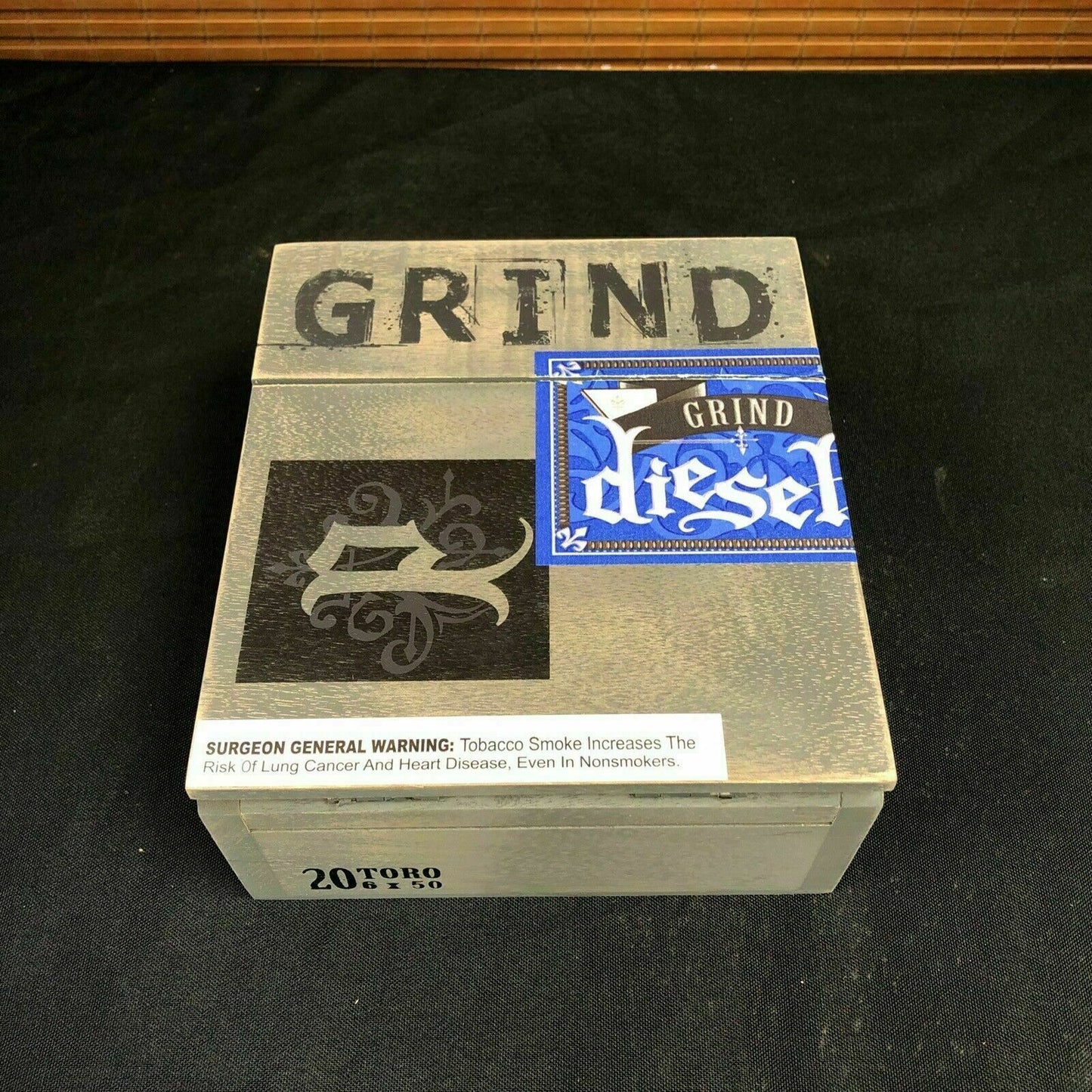 Diesel Grind Toro Empty Wooden Cigar Box 6x7x3