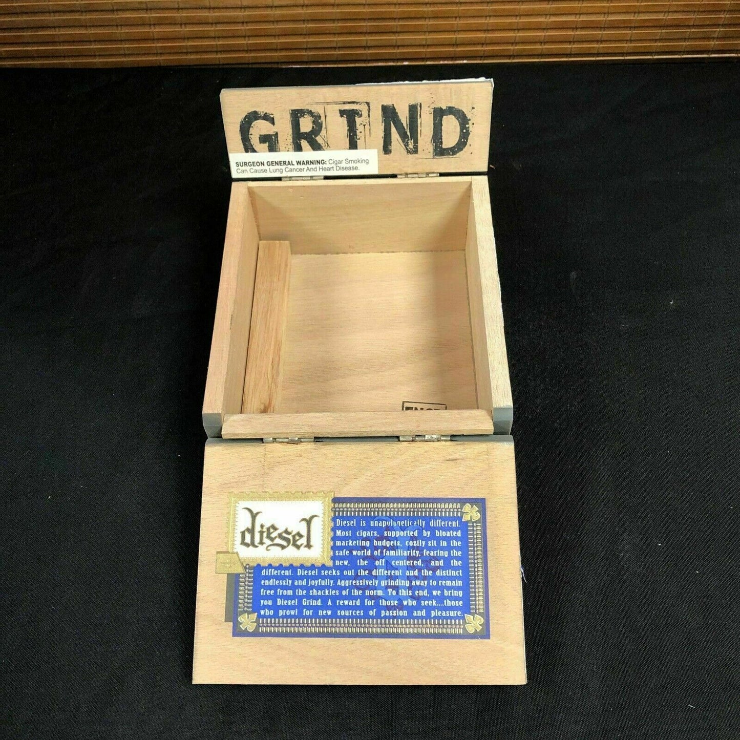 Diesel Grind Toro Empty Wooden Cigar Box 6x7x3