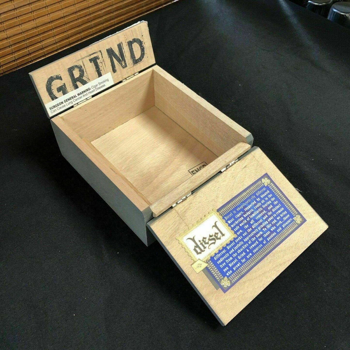 Diesel Grind Toro Empty Wooden Cigar Box 6x7x3