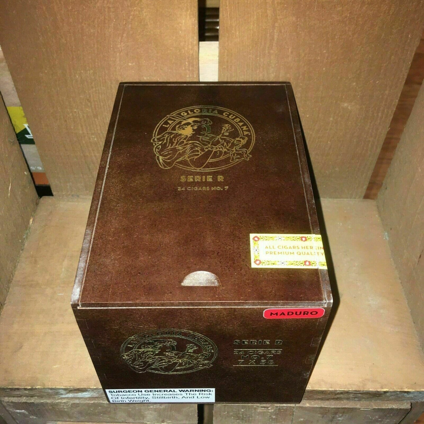 La Gloria Serie R No7 Empty Wooden Cigar Box 5x7.75x5