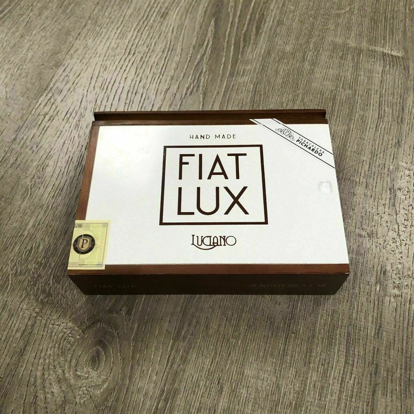 Fiat Lux Intuitions Empty Wooden Cigar Box 9.25x6x2