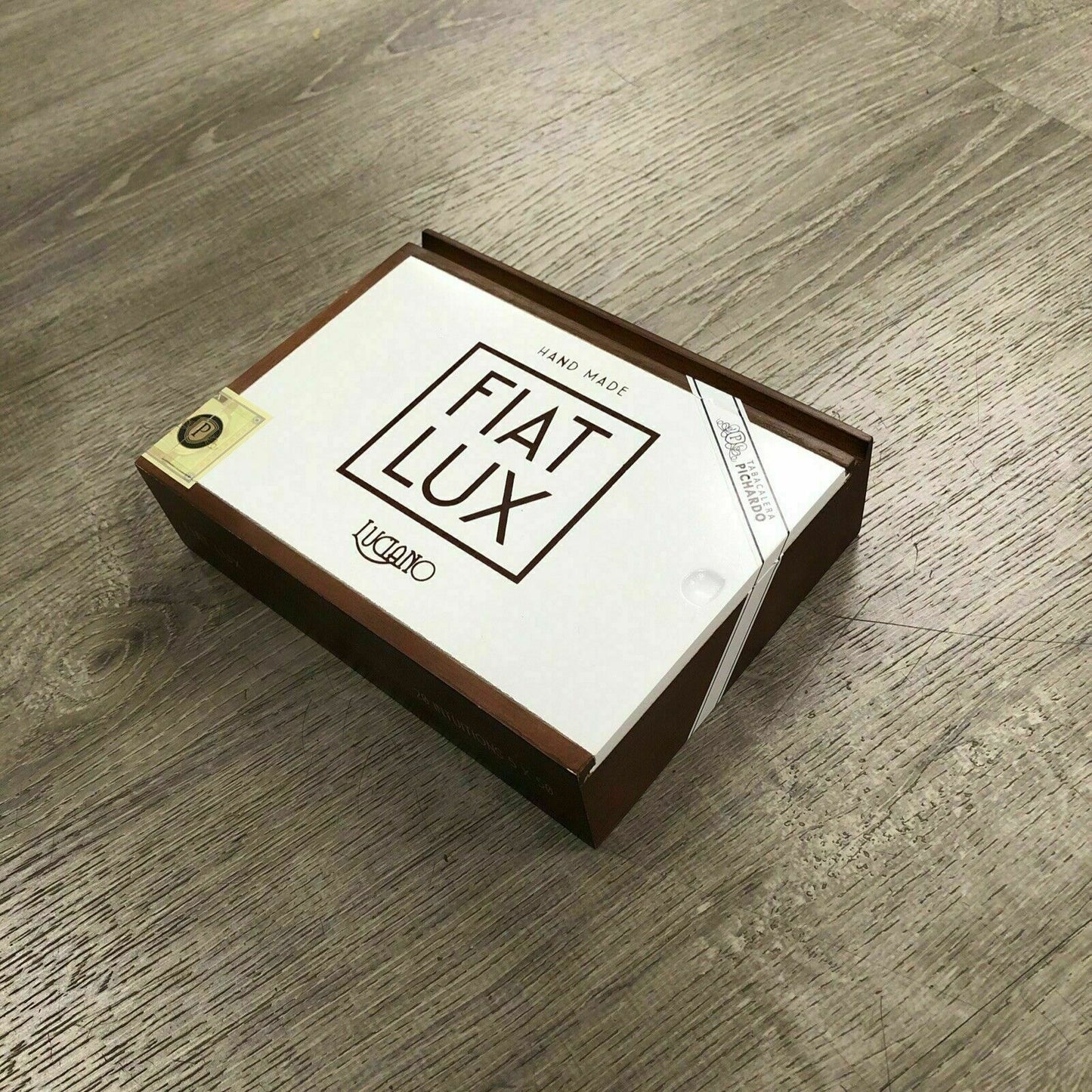 Fiat Lux Intuitions Empty Wooden Cigar Box 9.25x6x2