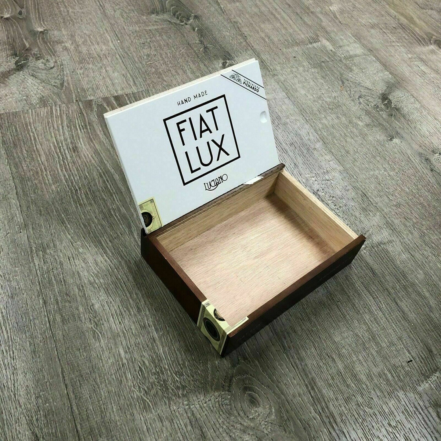 Fiat Lux Intuitions Empty Wooden Cigar Box 9.25x6x2