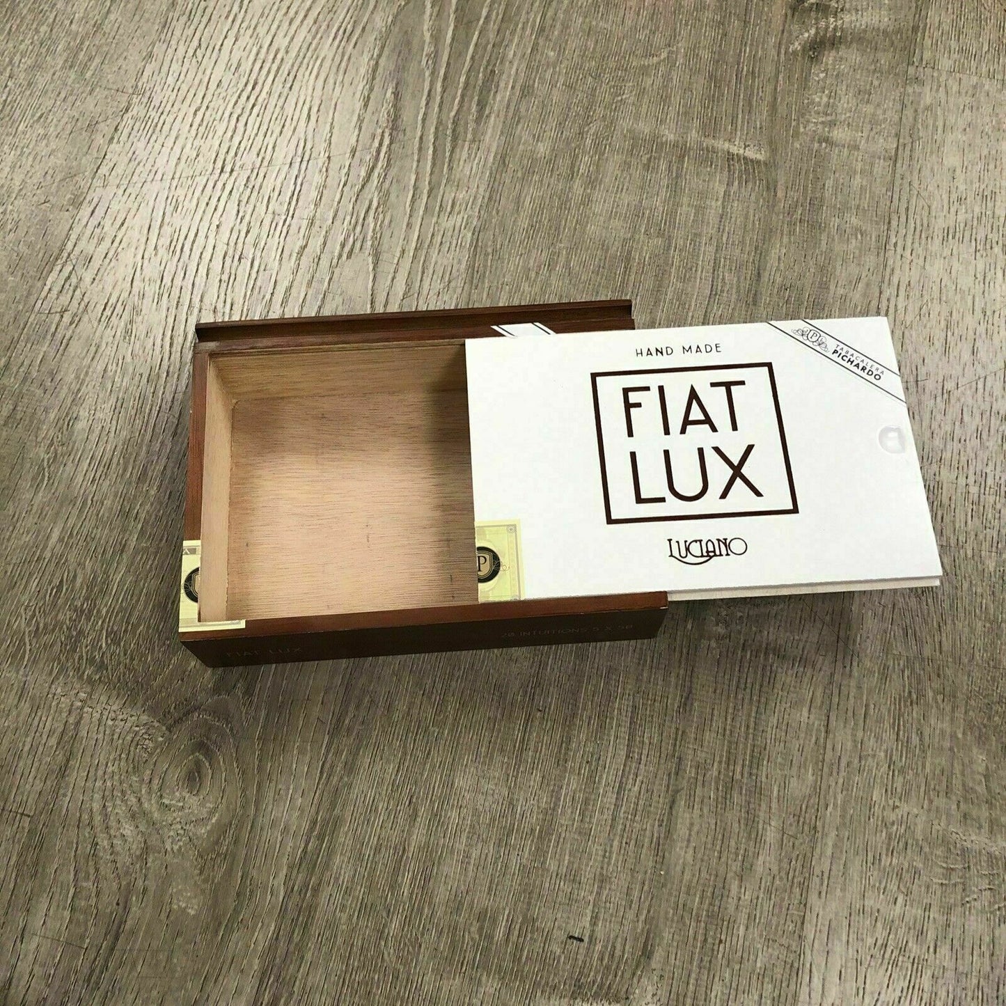 Fiat Lux Intuitions Empty Wooden Cigar Box 9.25x6x2