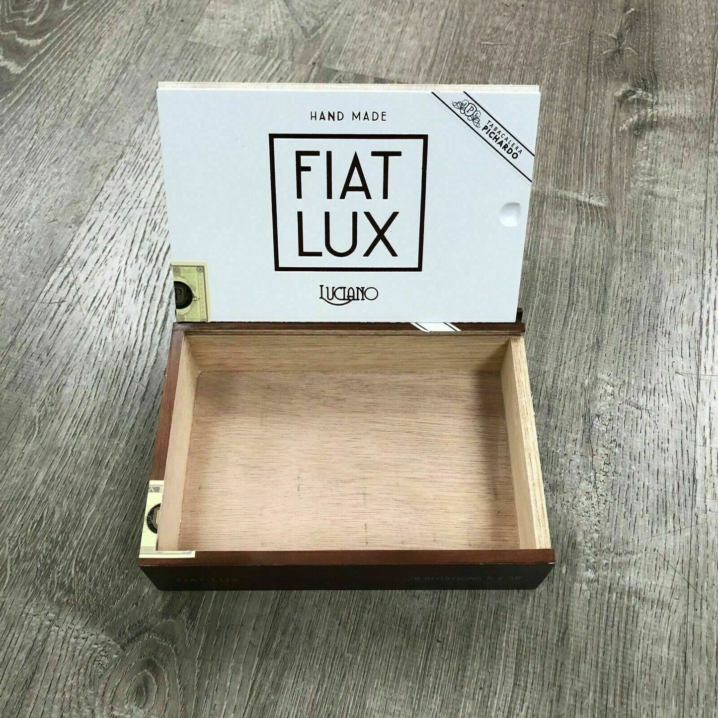 Fiat Lux Intuitions Empty Wooden Cigar Box 9.25x6x2