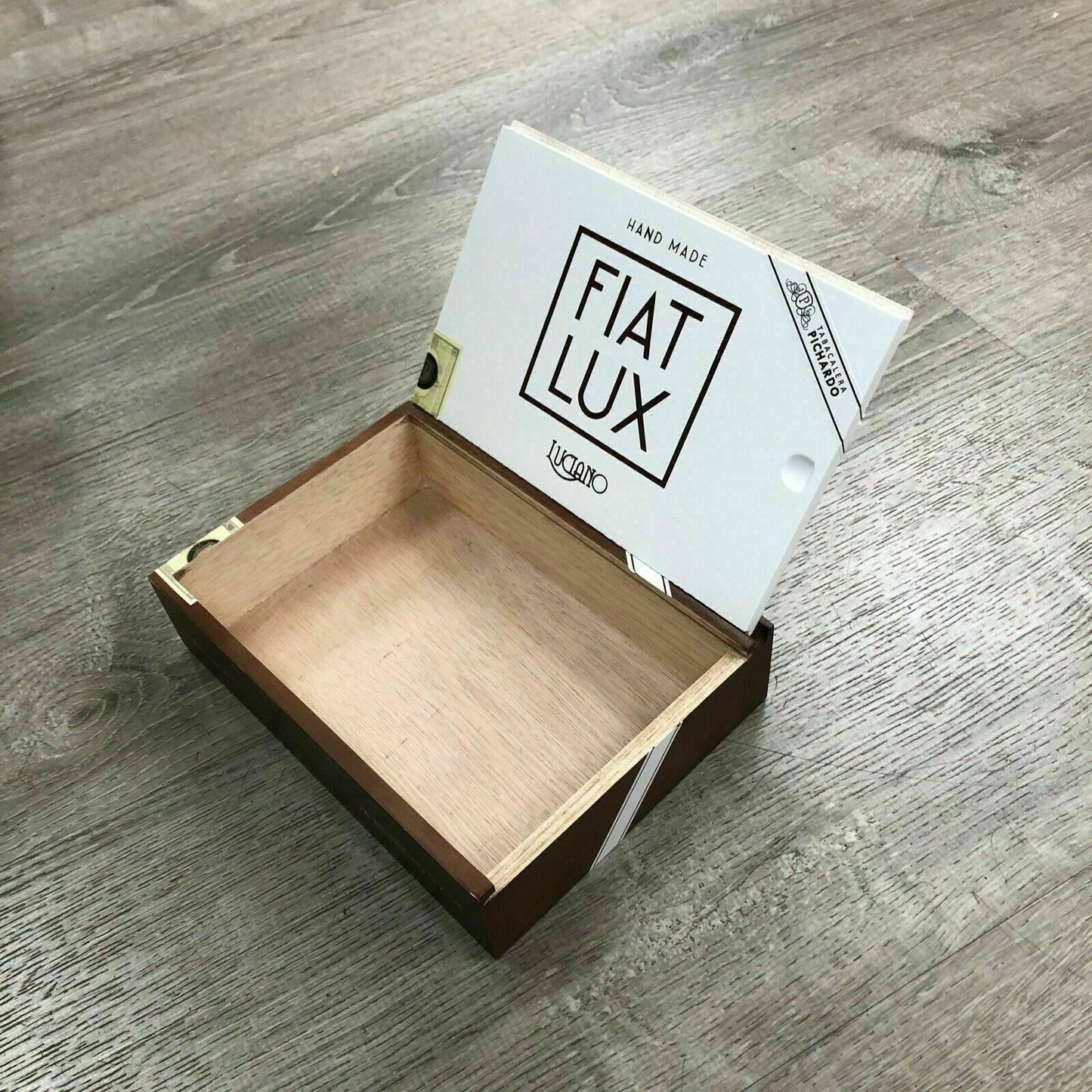 Fiat Lux Intuitions Empty Wooden Cigar Box 9.25x6x2