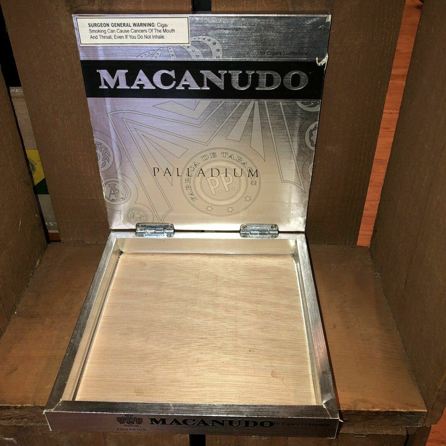 Macanudo Palladium Empty Wooden Cigar Box 8.25x8x1.5