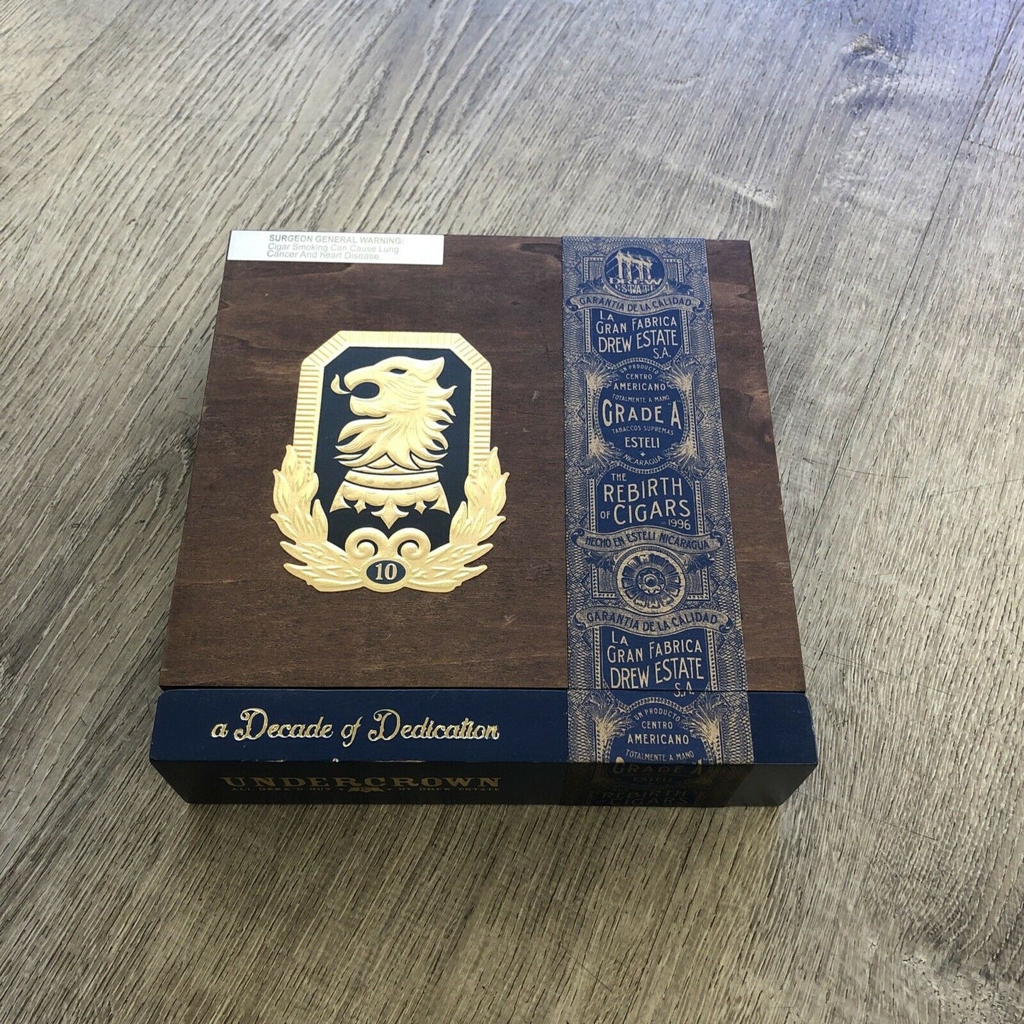 Undercrown 10 Doble Empty Wooden Cigar Box 8.5x9x2