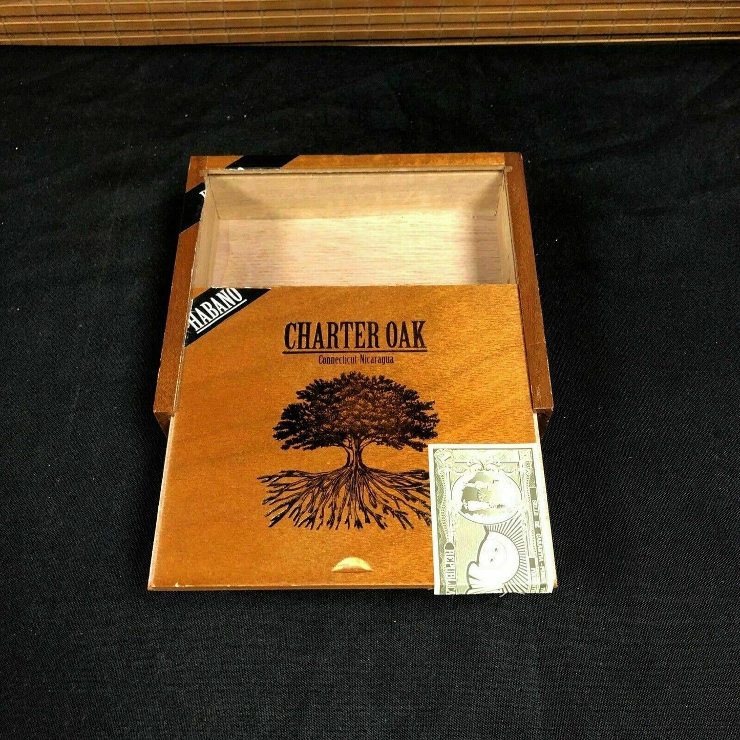 Charter Oak Hab Corona Empty Wooden Cigar Box 7x6x1.5