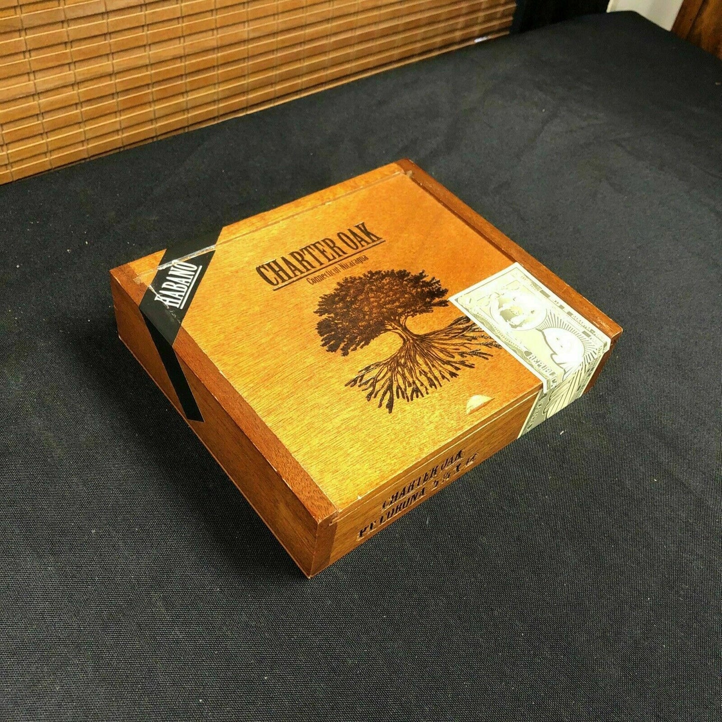 Charter Oak Hab Corona Empty Wooden Cigar Box 7x6x1.5