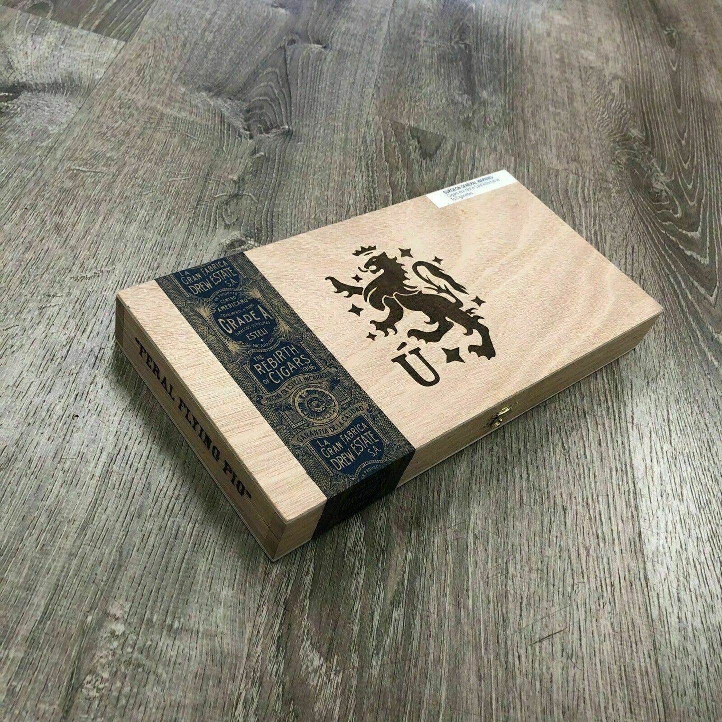 Liga Privada Feral Flying Pig Empty Wooden Cigar Box 13x6.5x1.5