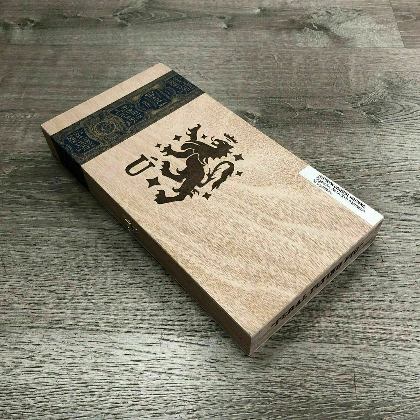 Liga Privada Feral Flying Pig Empty Wooden Cigar Box 13x6.5x1.5