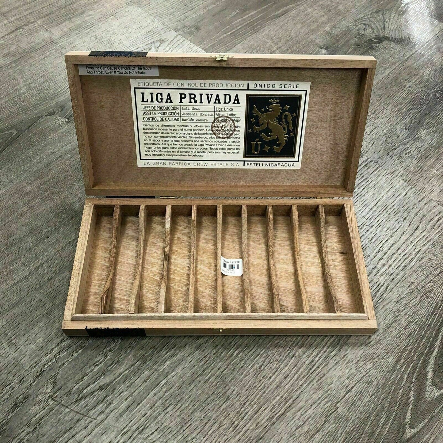 Liga Privada Feral Flying Pig Empty Wooden Cigar Box 13x6.5x1.5