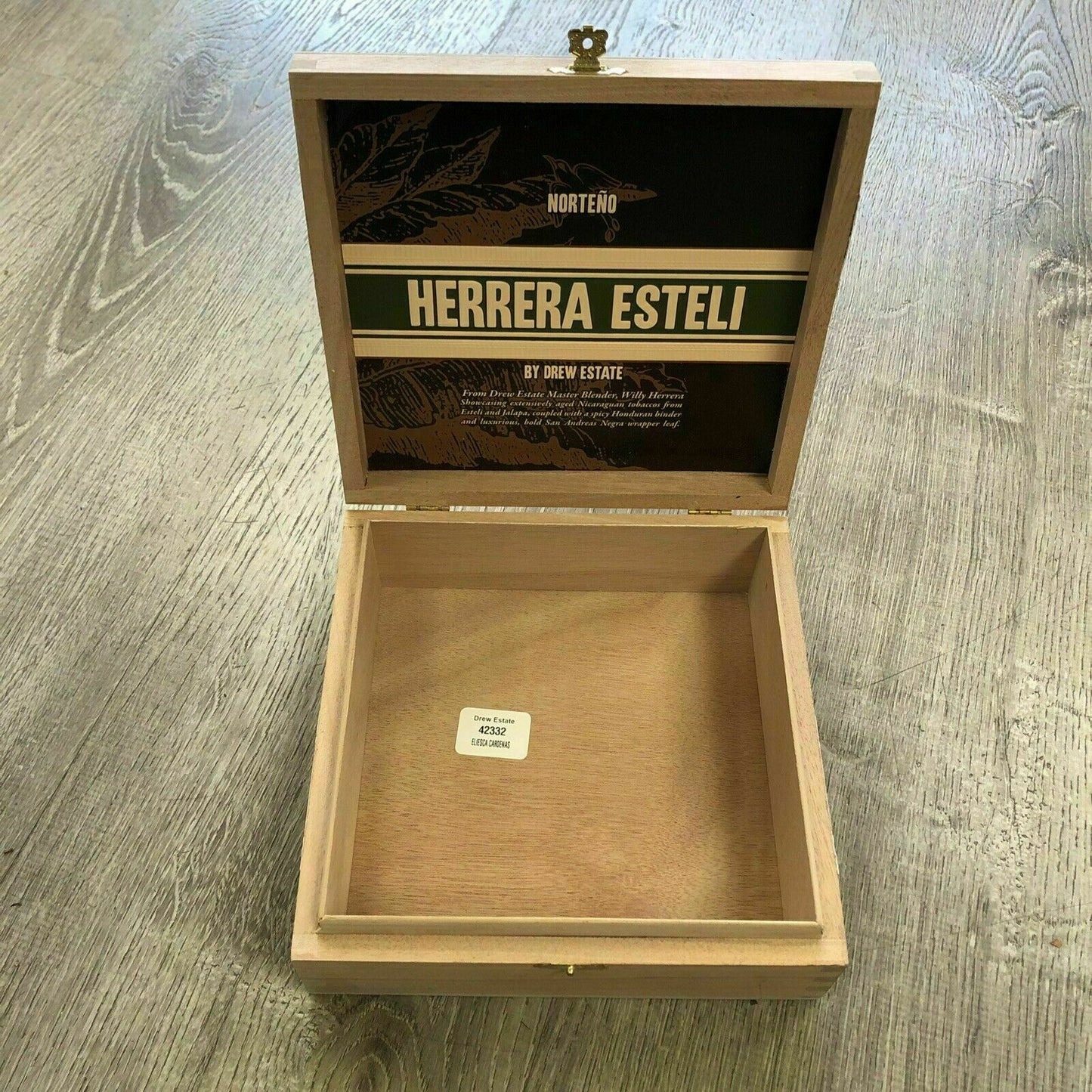 Herrera Esteli Norteno Lonsdale Empty Wooden Cigar Box 7.5x8x2.5