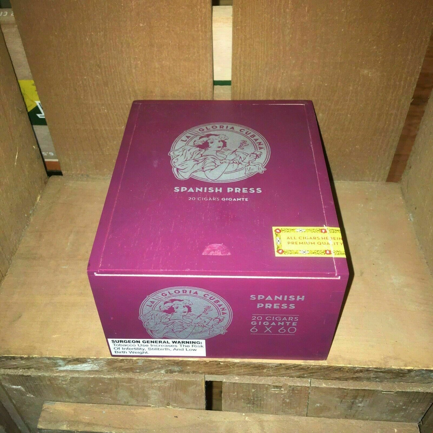 La Gloria Spanish Press Gigante Empty Wooden Cigar Box 5.5x7x3.5