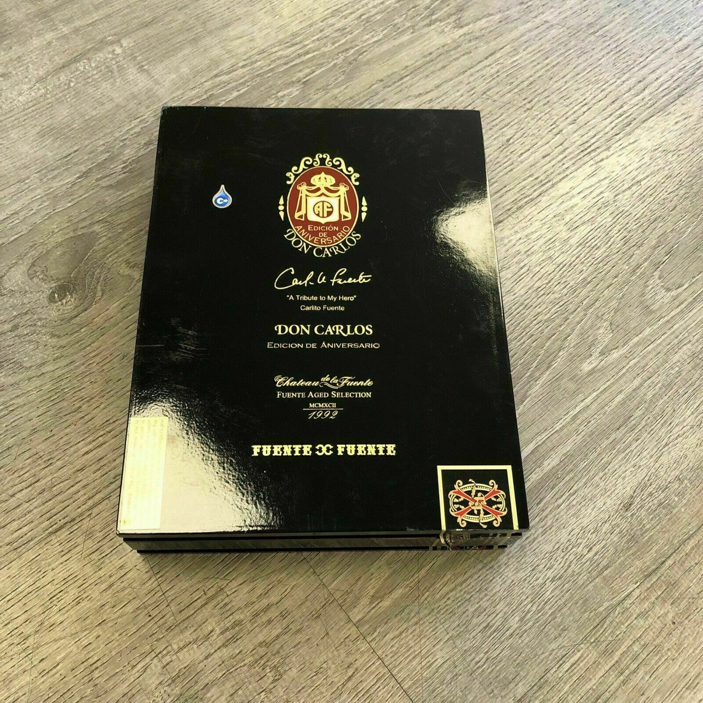 Arturo Fuente Don Carlos Anniversary Robusto Empty Wooden Cigar Box 7.5x10.25x2