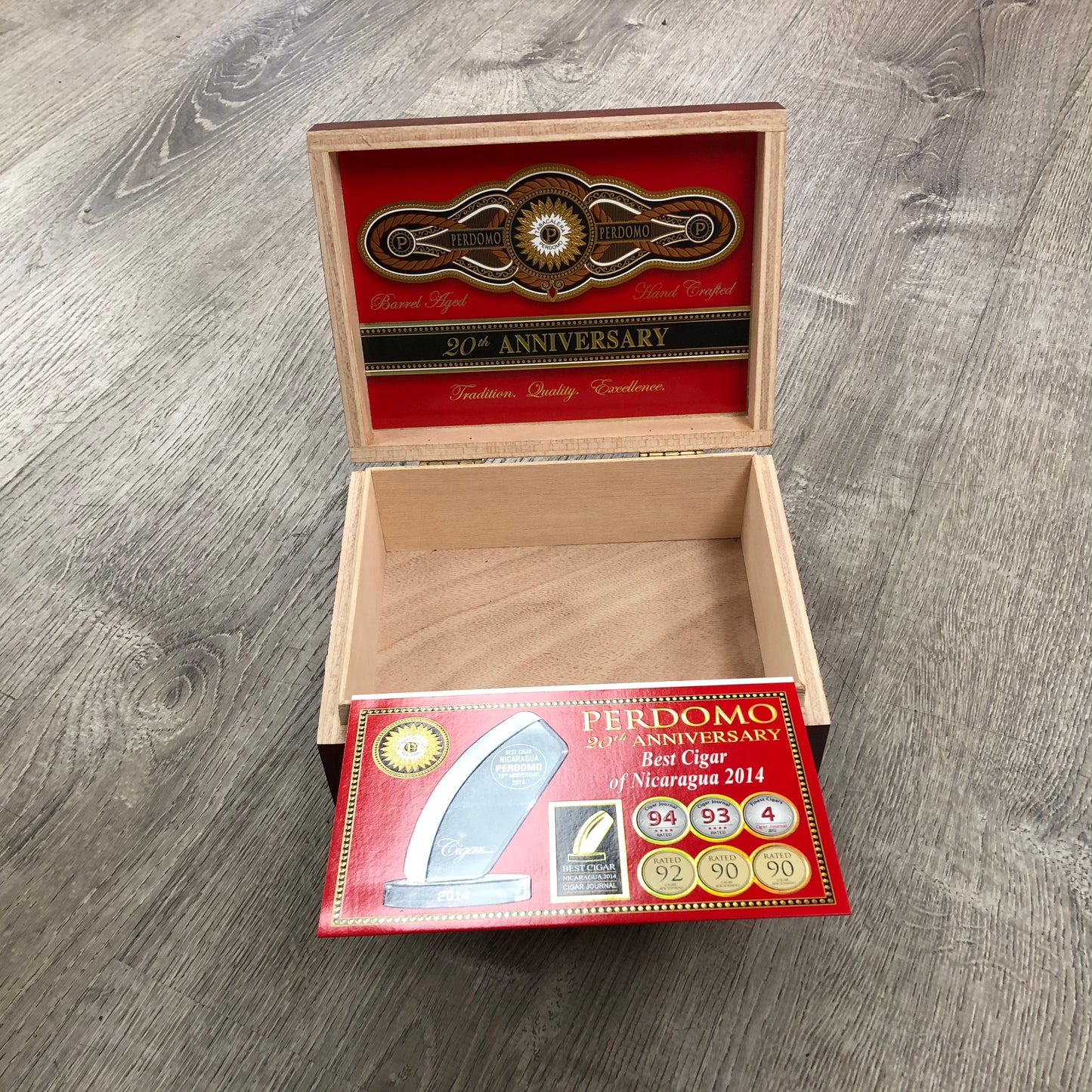 Perdomo 20th Anniversary Sun Grown Robusto Empty Wooden Cigar Box 8x6x3