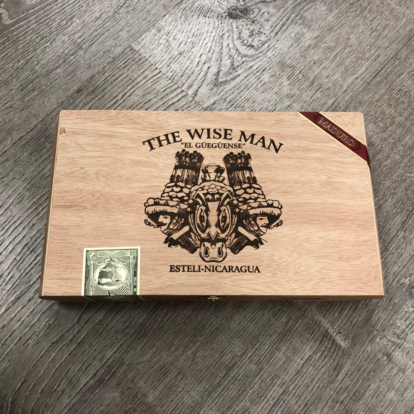 The Wise Man El Gueguense Robusto Empty Wooden Cigar Box 11.75x6.5x1.75