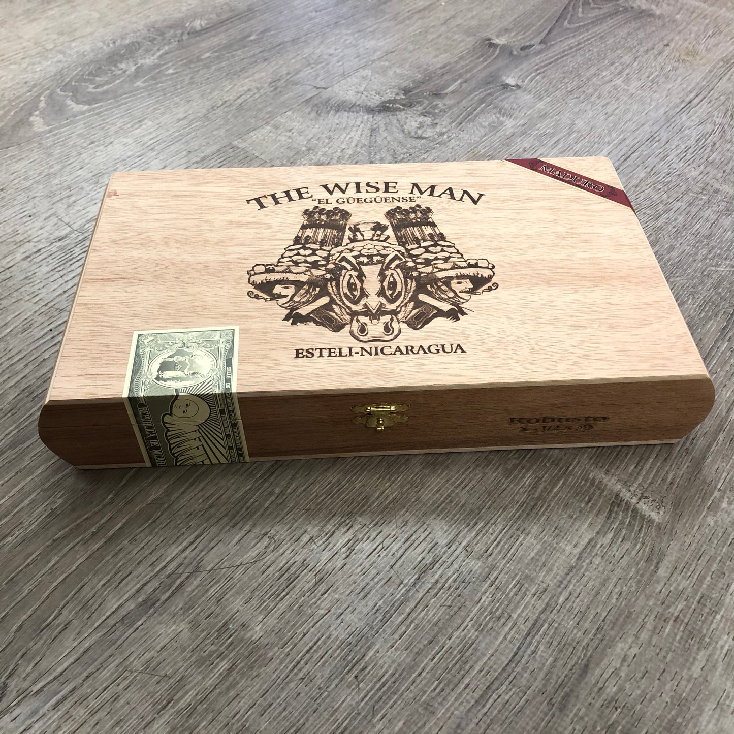 The Wise Man El Gueguense Robusto Empty Wooden Cigar Box 11.75x6.5x1.75