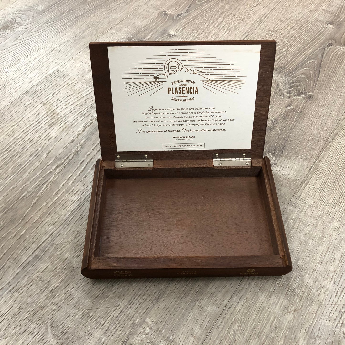 Plasencia Reserva Robusto Empty Wooden Cigar Box 9.5x6x1.5