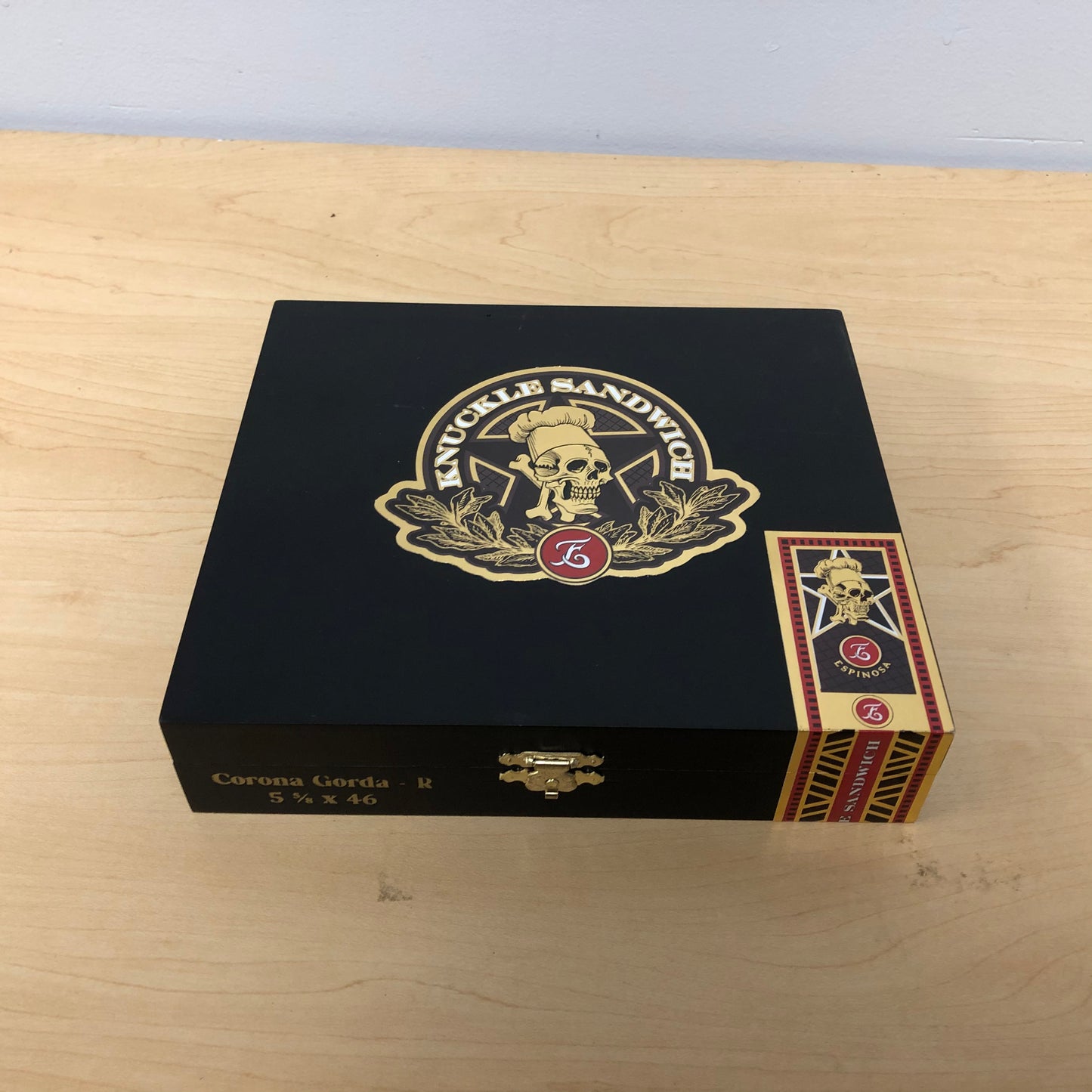 Guy Fieri Knuckle Sandwich Maduro Corona Empty Wooden Cigar Box 7.5x6.75x1.5