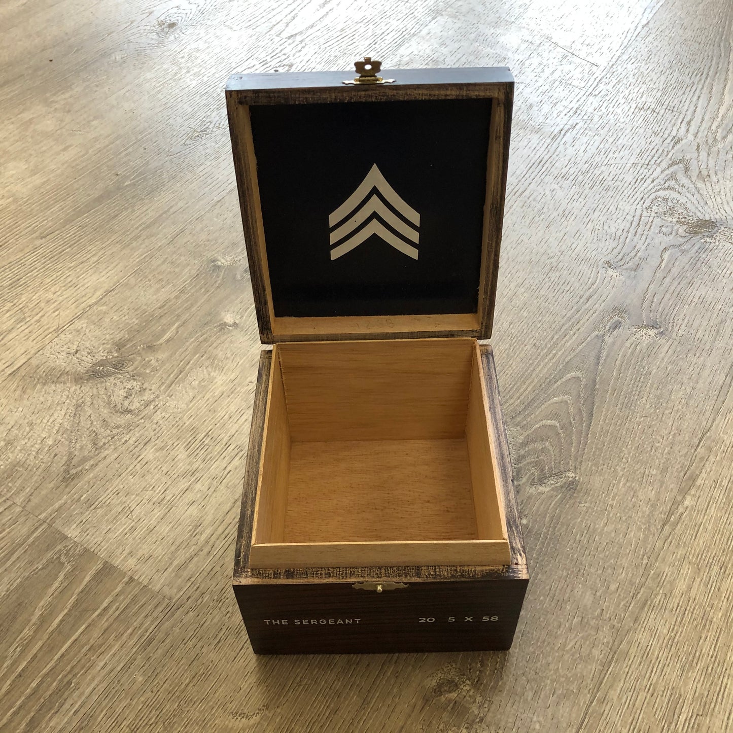 The Sergeant Empty Wooden Cigar Box 5.5x6x4