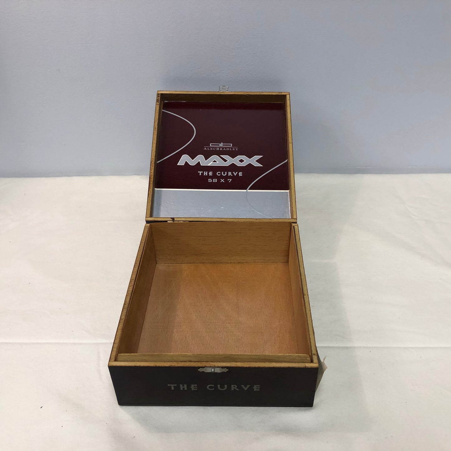 Alec Bradley Maxx The Curve Empty Wooden Cigar Box 7x7.75x3