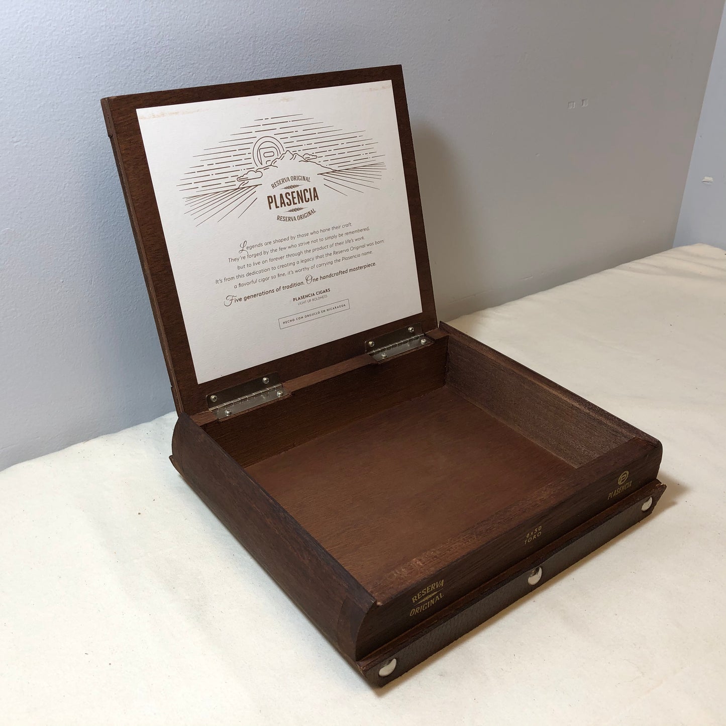 Plasencia Reserva Toro Empty Wooden Cigar Box 9x7.5x2.5