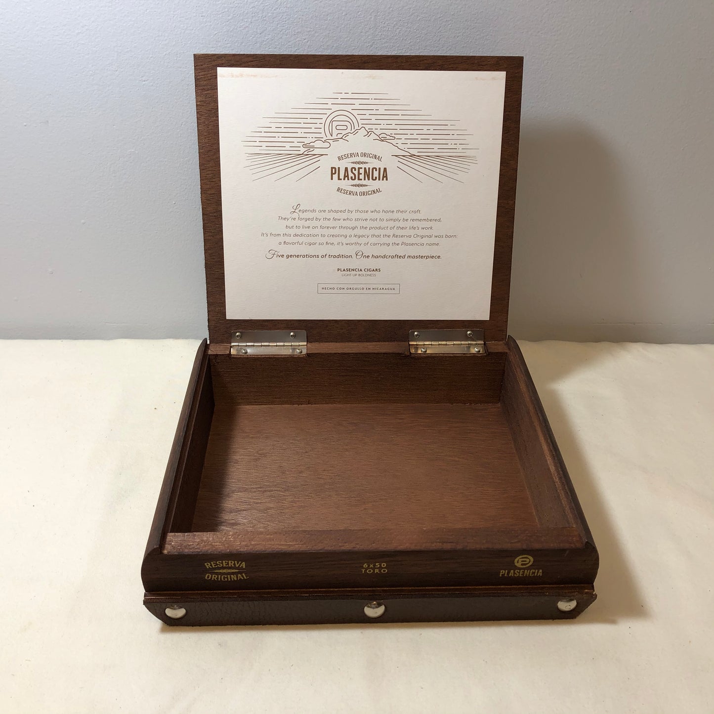 Plasencia Reserva Toro Empty Wooden Cigar Box 9x7.5x2.5