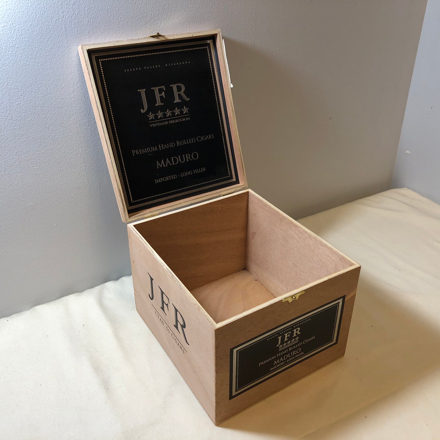 JFR Titan Empty Wooden Cigar Box 7.25x8.25x6.25