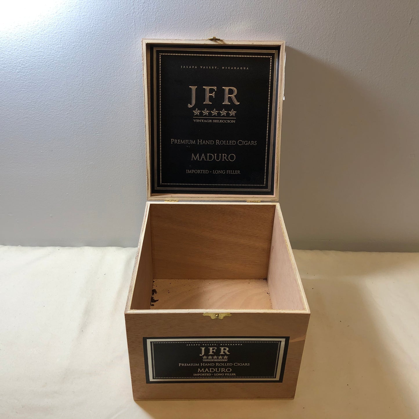 JFR Titan Empty Wooden Cigar Box 7.25x8.25x6.25