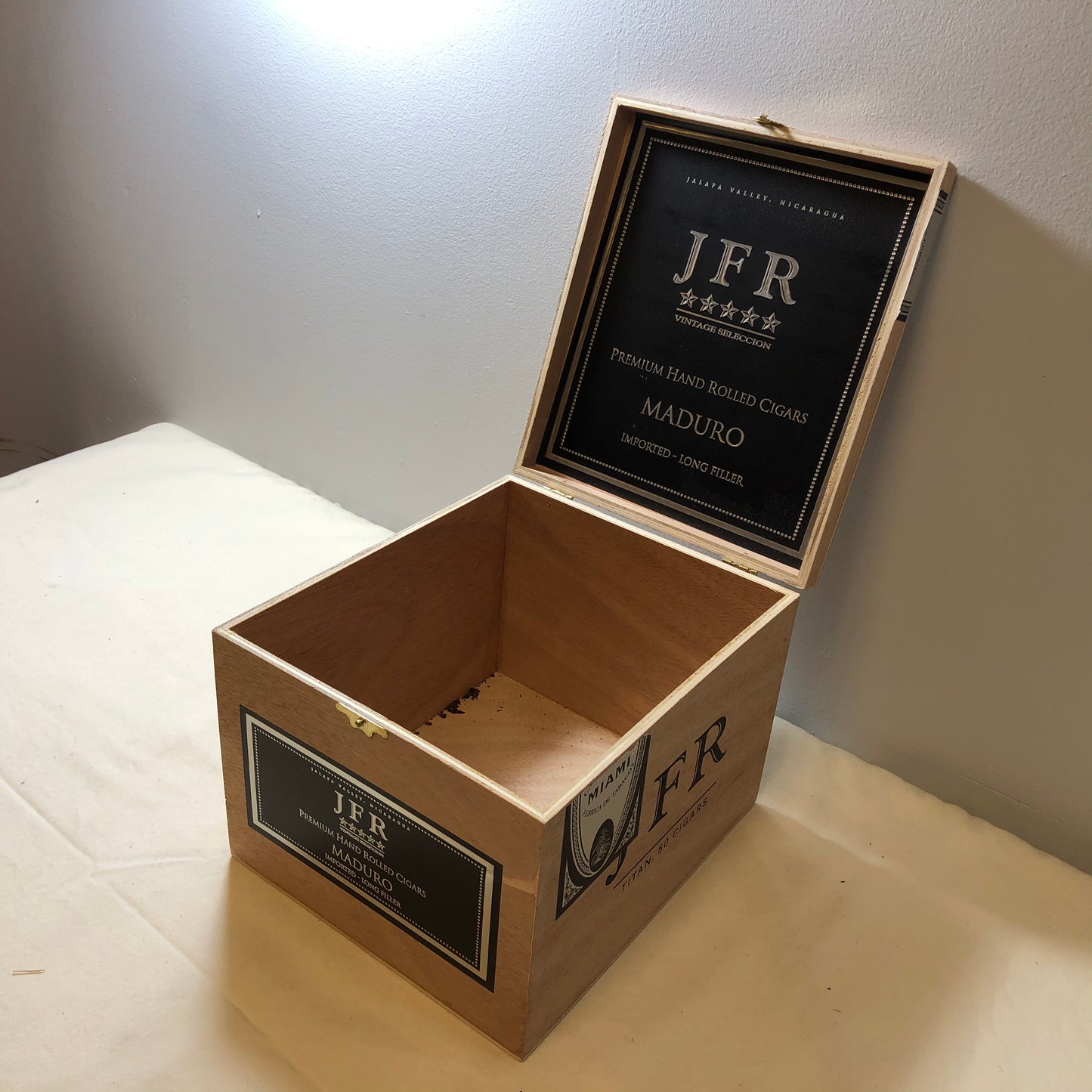 JFR Titan Empty Wooden Cigar Box 7.25x8.25x6.25