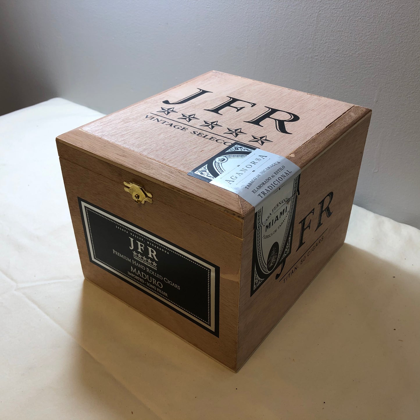 JFR Titan Empty Wooden Cigar Box 7.25x8.25x6.25