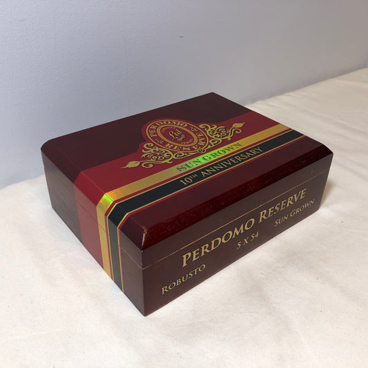 Perdomo 10th Anniversary Sun Grown Robusto Empty Wooden Cigar Box 8x6.25x3