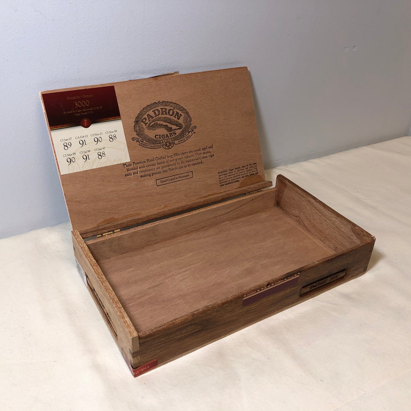 Padron 3000 Empty Wooden Cigar Box 10.5x6x1.75