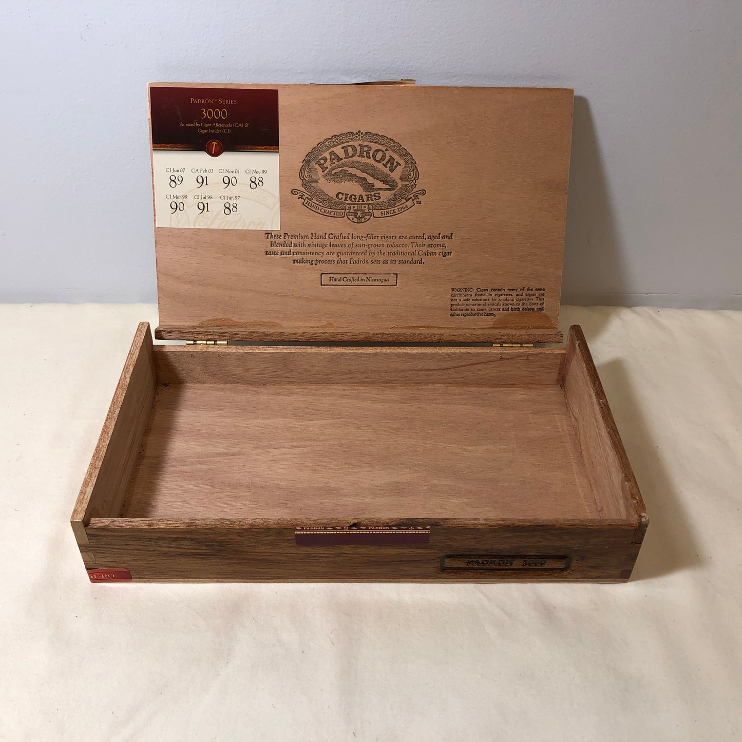 Padron 3000 Empty Wooden Cigar Box 10.5x6x1.75