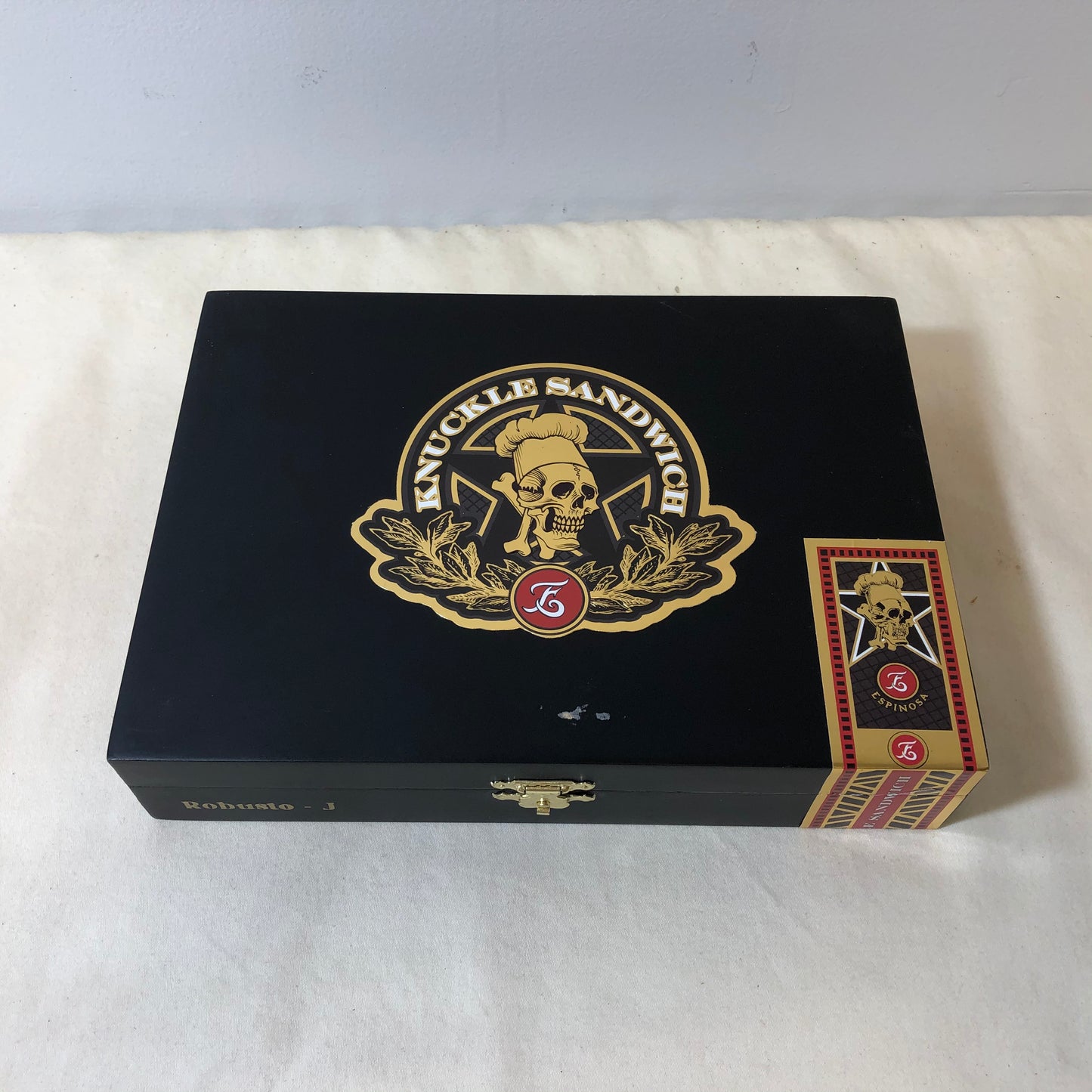 Guy Fieri Knuckle Sandwich Maduro Robusto Empty Wooden Cigar Box 8.25x6x1.75