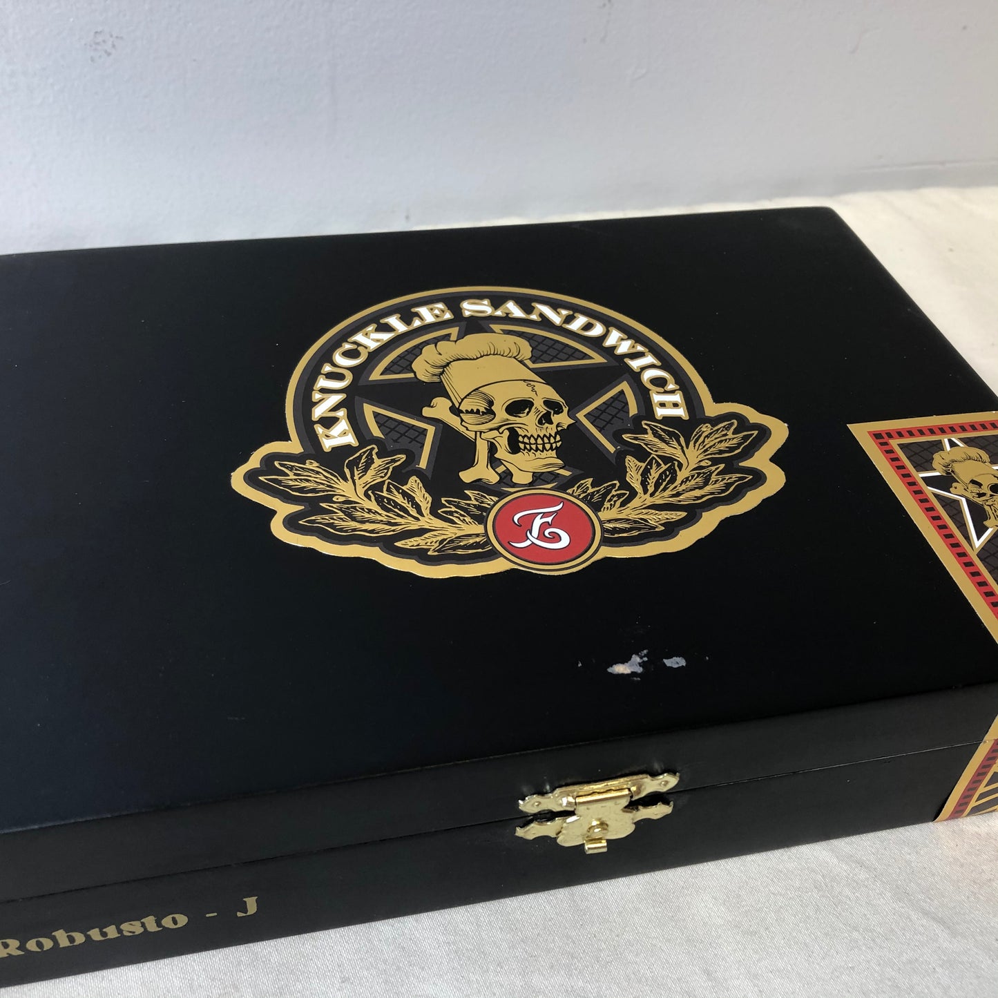 Guy Fieri Knuckle Sandwich Maduro Robusto Empty Wooden Cigar Box 8.25x6x1.75