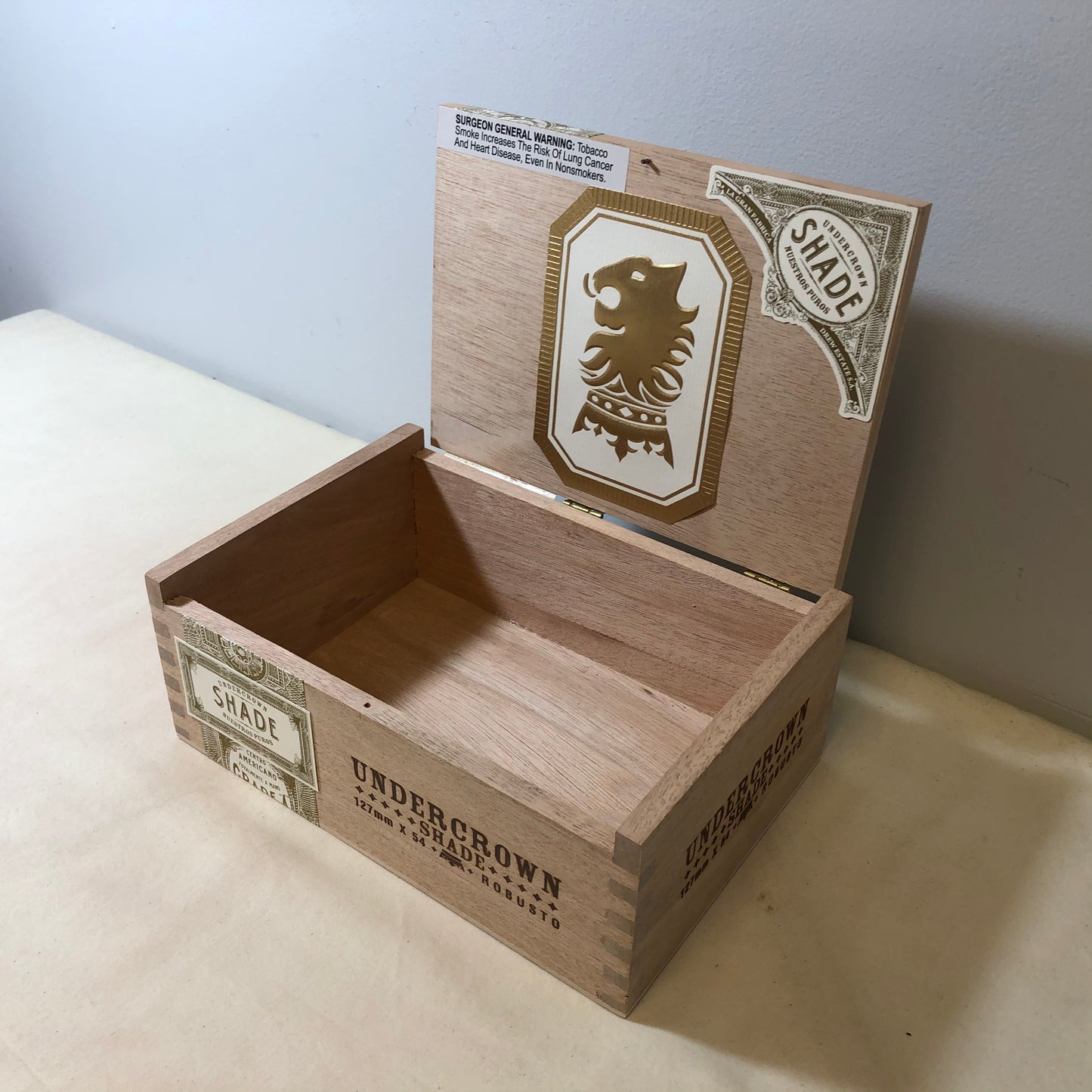 Undercrown Shade Robusto Empty Wooden Cigar Box 8.5x6x3.25