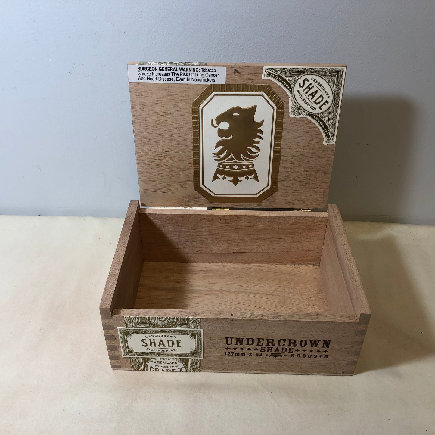 Undercrown Shade Robusto Empty Wooden Cigar Box 8.5x6x3.25