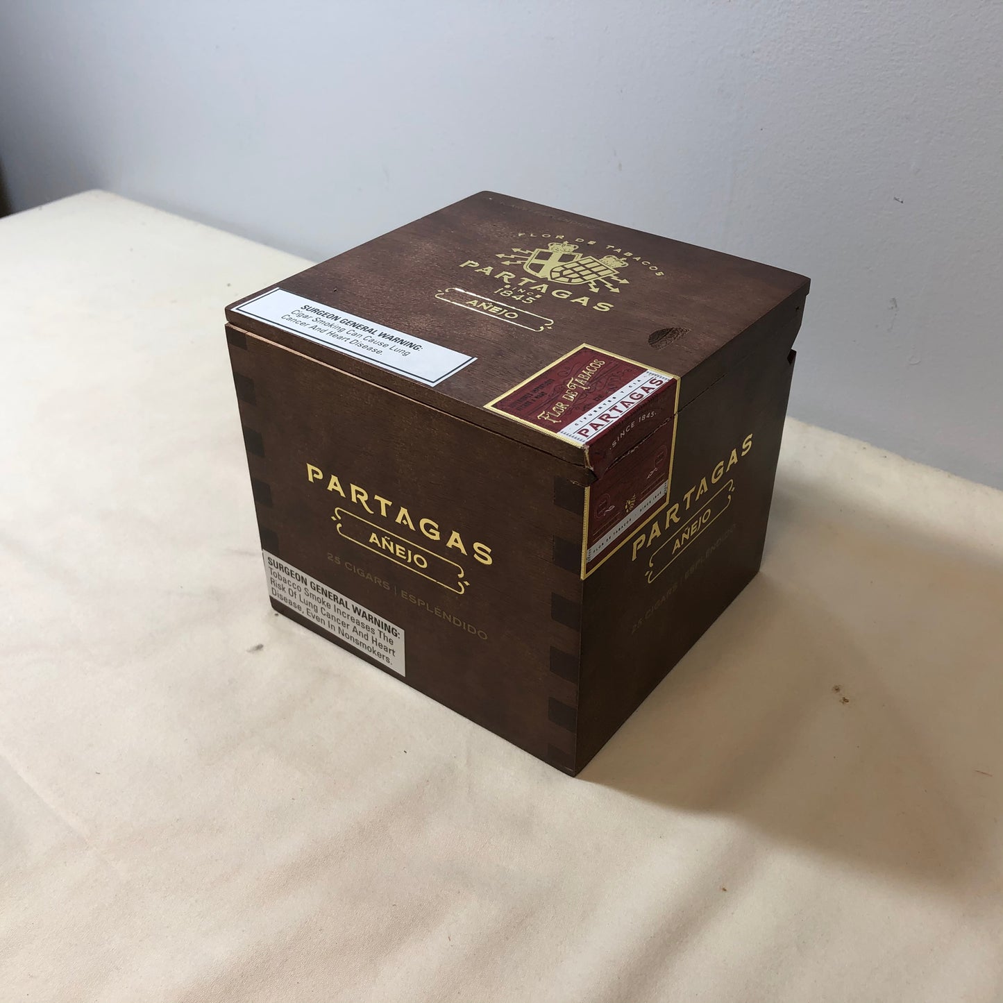 Partagas Anejo Esplendido Empty Wooden Cigar Box 5.5x5.25x4.75