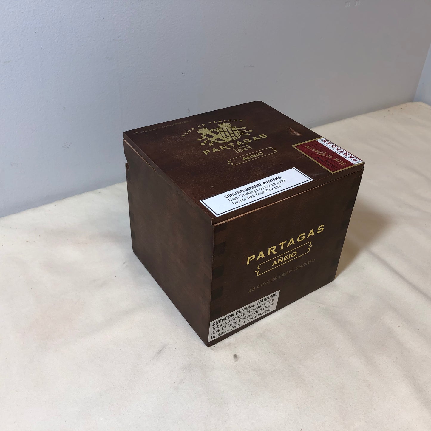 Partagas Anejo Esplendido Empty Wooden Cigar Box 5.5x5.25x4.75