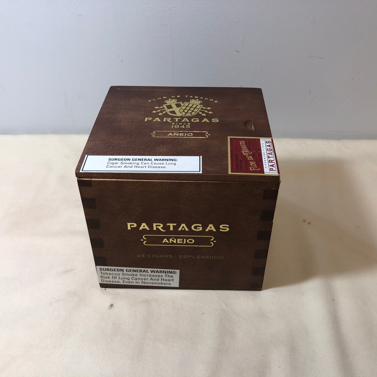 Partagas Anejo Esplendido Empty Wooden Cigar Box 5.5x5.25x4.75