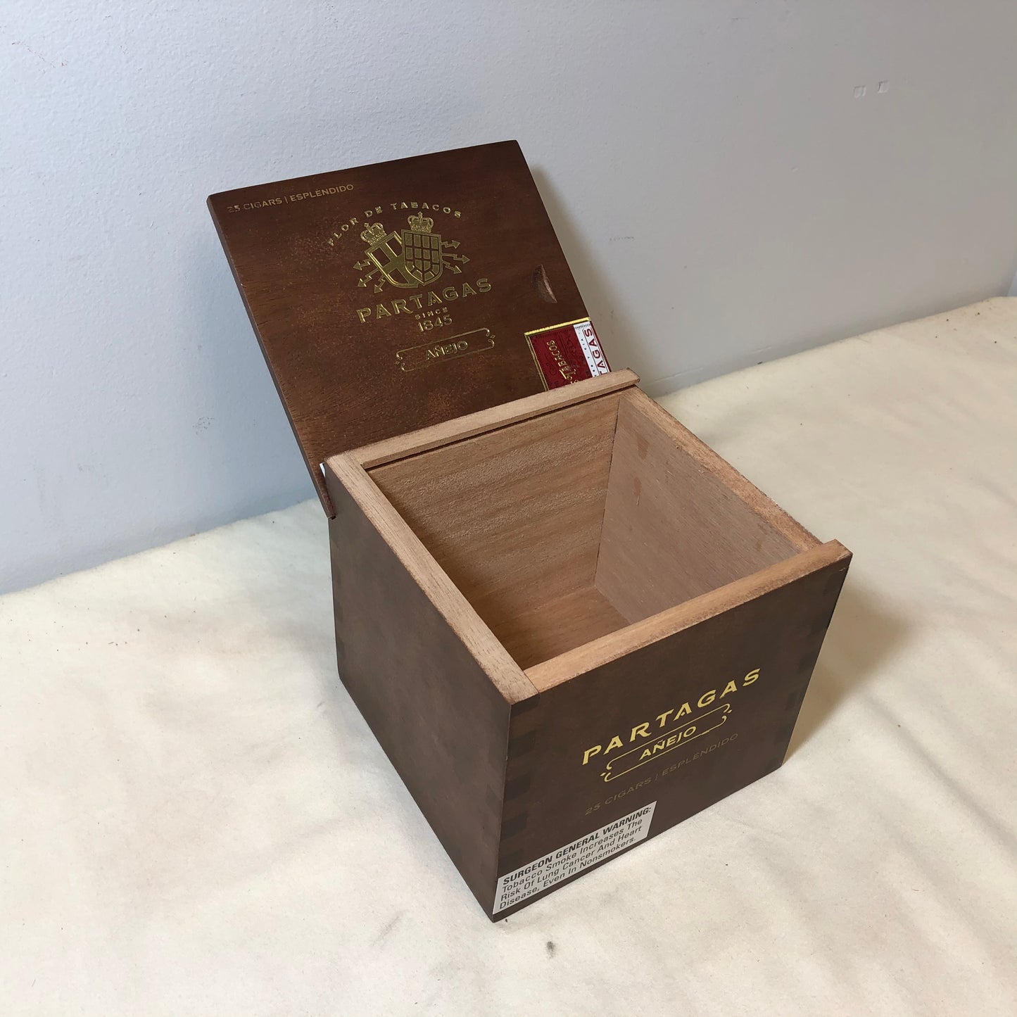 Partagas Anejo Esplendido Empty Wooden Cigar Box 5.5x5.25x4.75