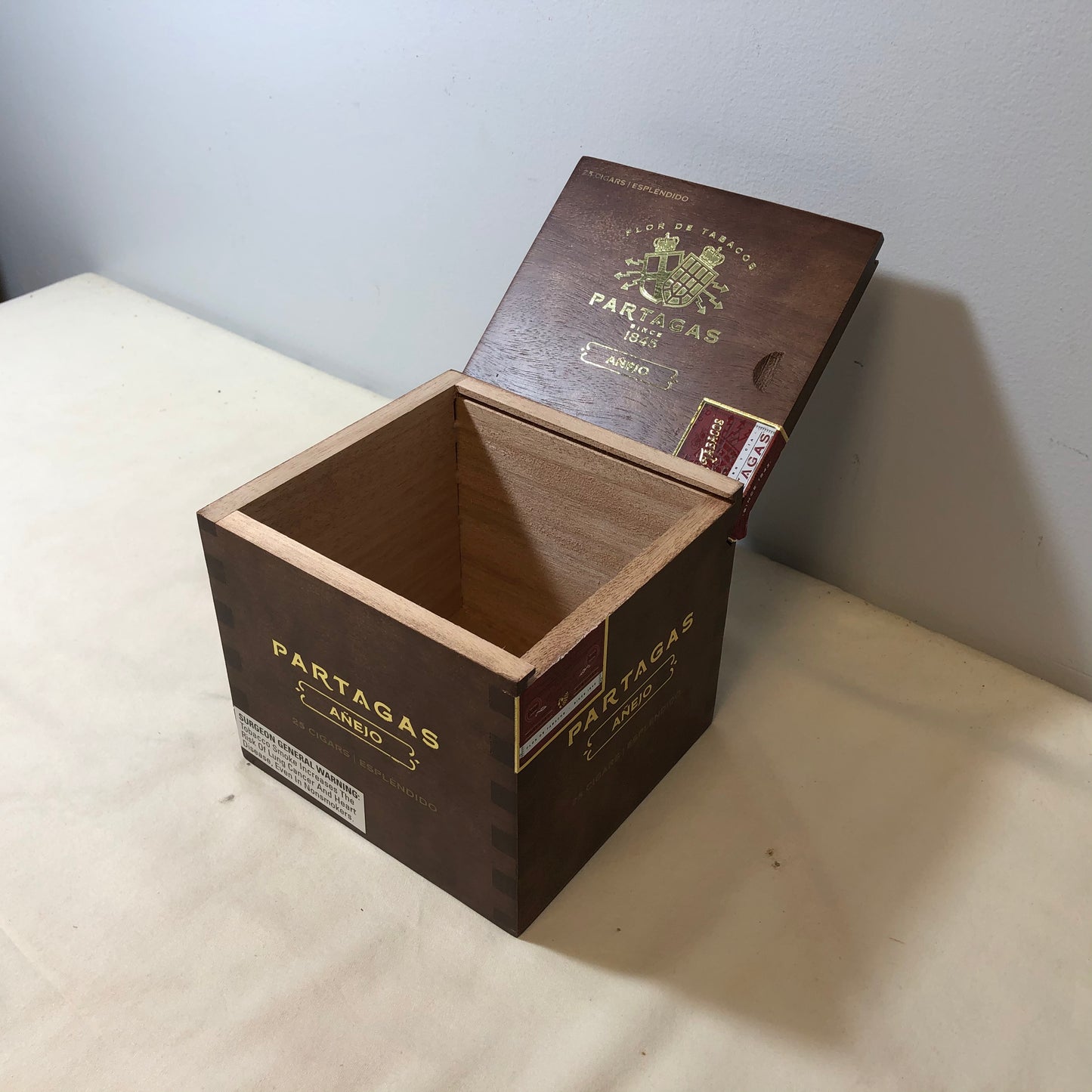 Partagas Anejo Esplendido Empty Wooden Cigar Box 5.5x5.25x4.75