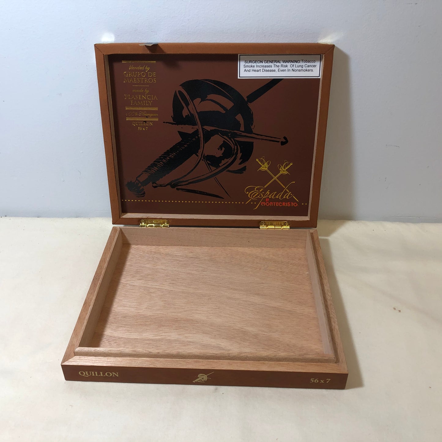 Montecristo Espada Quillon Empty Wooden Cigar Box 9.75x8.25x1.75