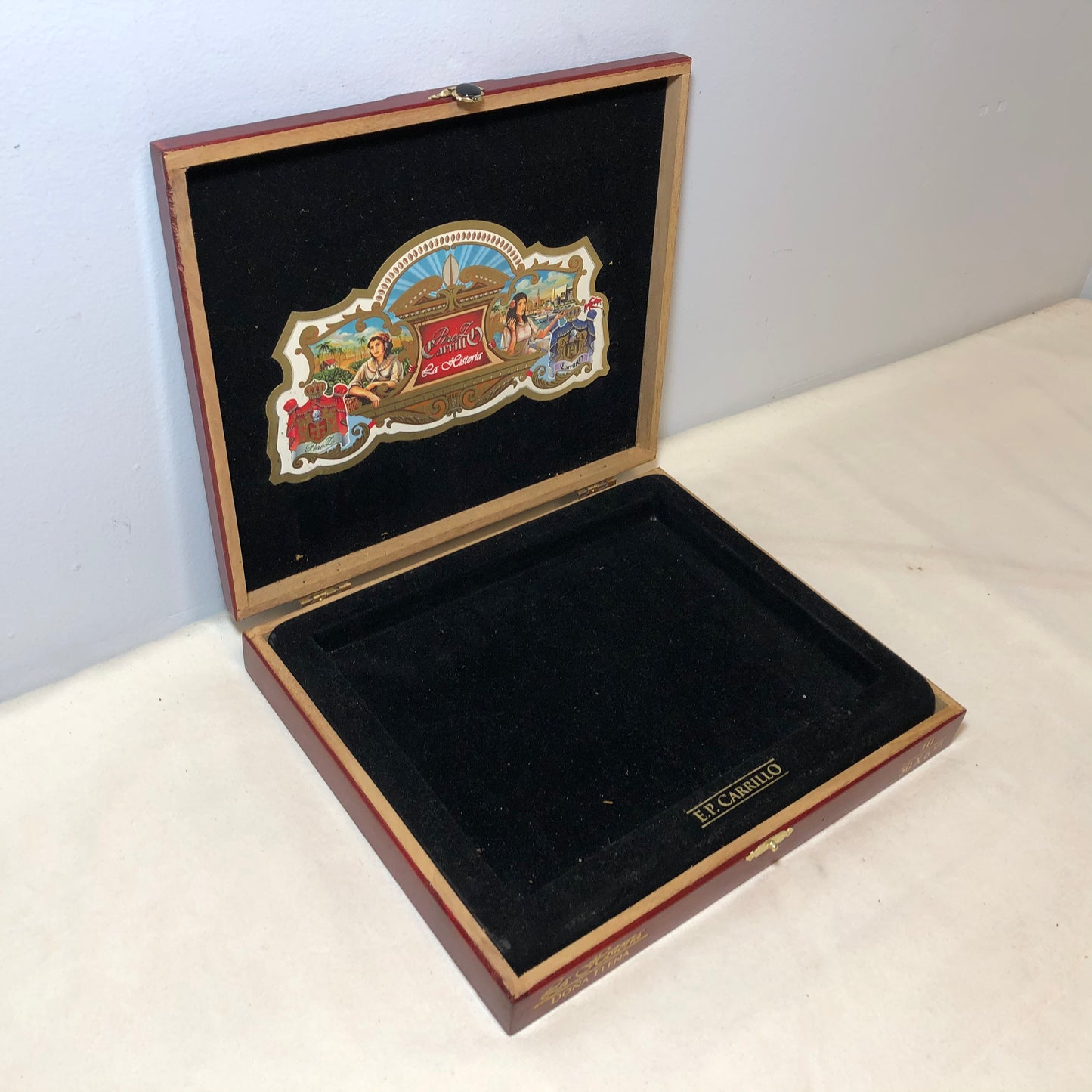 Ep Carrillo La Historia Dona Elena Empty Wooden Cigar Box 9.75x8.25x1.5