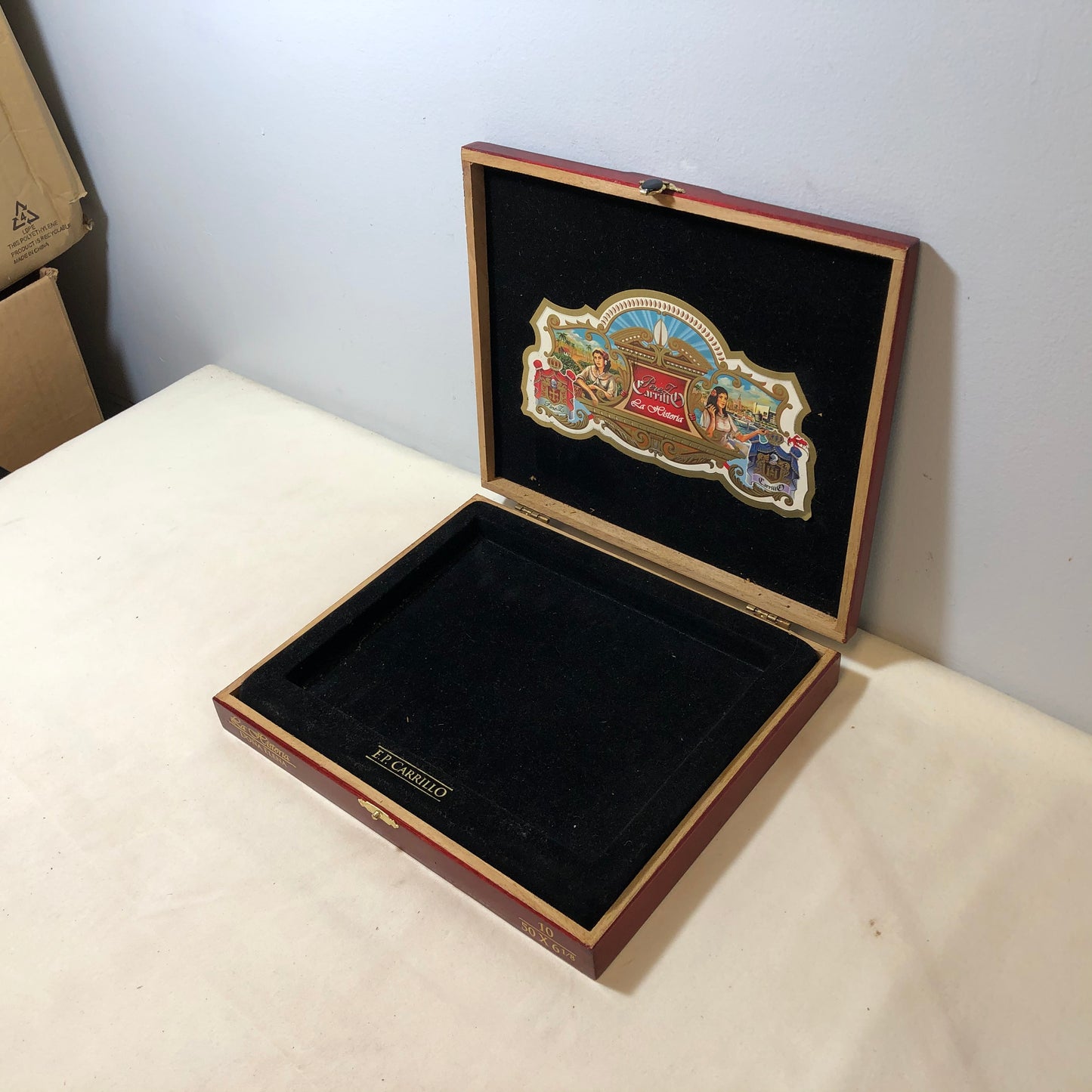 Ep Carrillo La Historia Dona Elena Empty Wooden Cigar Box 9.75x8.25x1.5