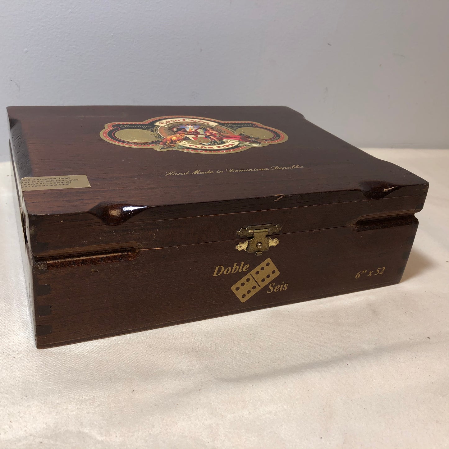 Arturo Fuente Casa Flor Fina Doble Seis Empty Wooden Cigar Box 8.75x7x2.75