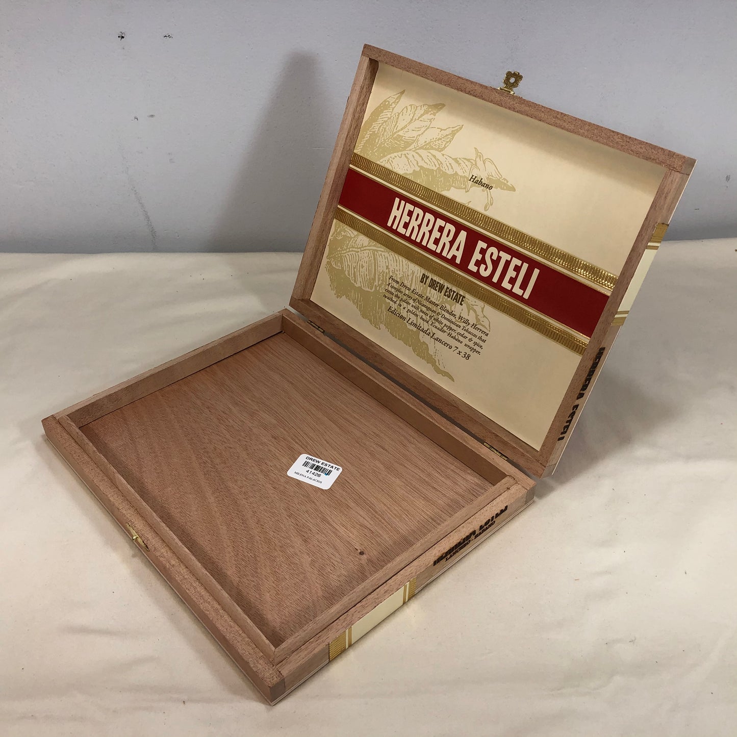 Herrera Esteli Hab Lancero Empty Wooden Cigar Box 10x8.25x1.25